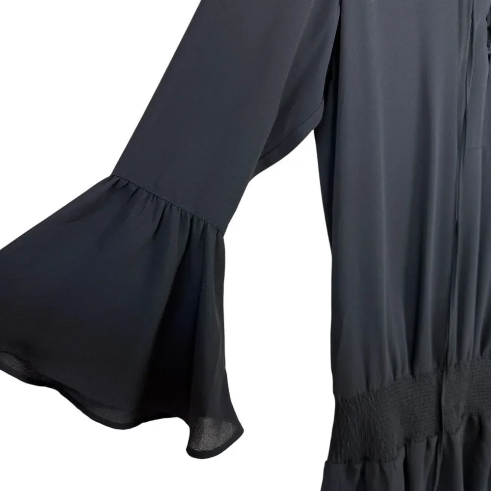Chelsea28 Black V Neck Lace Up Bell Sleeve Shorts Romper Women's Size XS